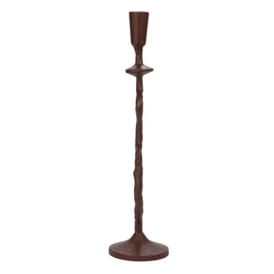 Hello Honey&reg; 15" Brown Decorative Cast Metal Taper Candle Holder {6}