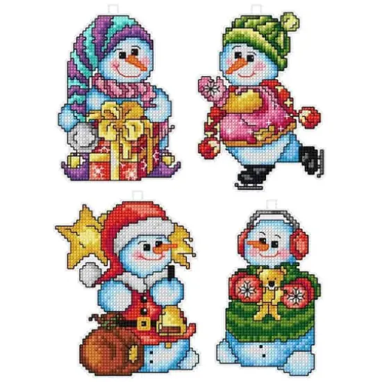Orchidea Snowmen Set Plastic Canvas Plastic Canvas Counted Cross Stitch Kit {1}