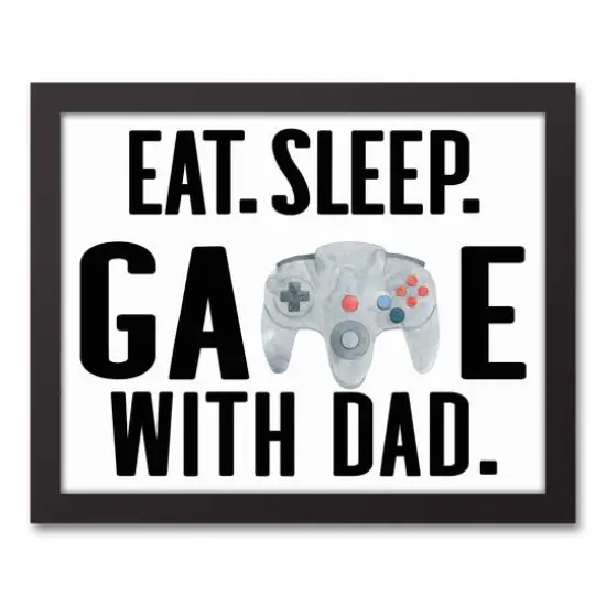 Game with Dad Black Framed Canvas Art {1}