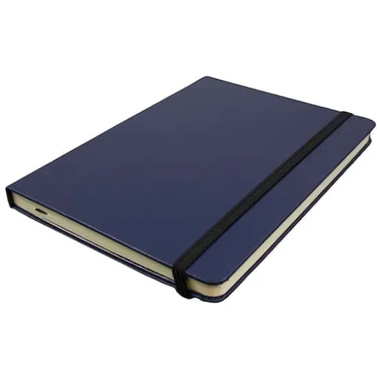 JAM Paper Medium Hardcover Notebook with Elastic Band Blue {5}