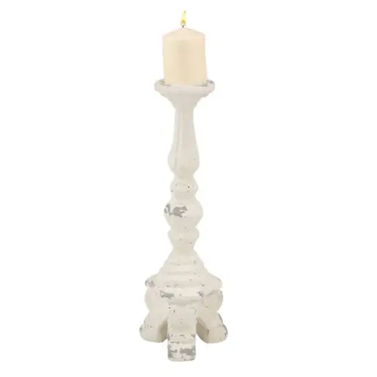 20" White Fiberglass Vintage Candlestick Holder {1}