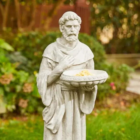 Glitzhome&reg; 32.75" St. Francis Garden Statue with Bird Feeder {6}