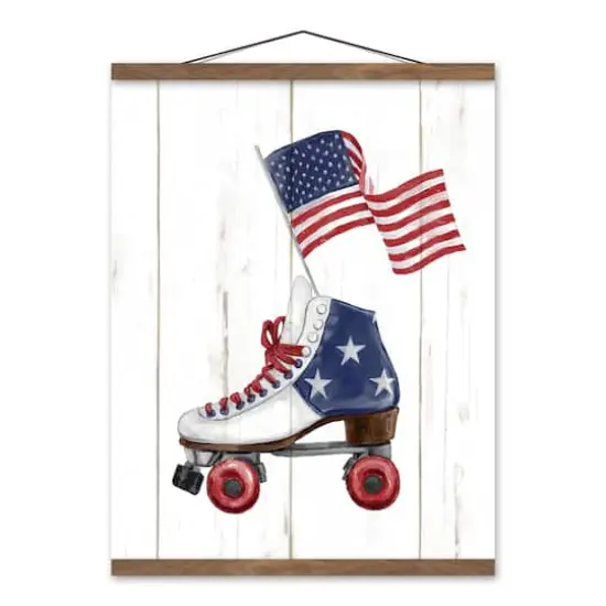 Freedom Flag Skate Teak Hanging Canvas {1}