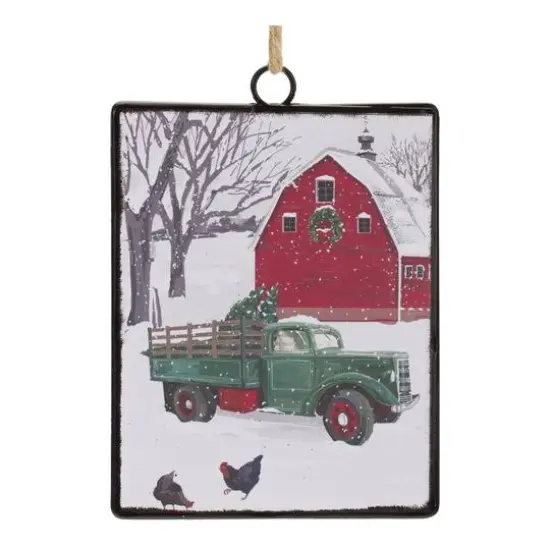 12ct. Glass Truck & Barn Ornament {4}
