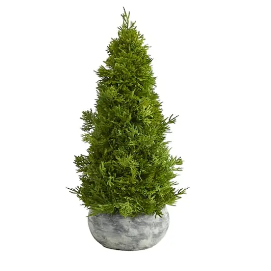 18" Unlit Cypress Cone Artificial Christmas Tree in Decorative Planter {1}