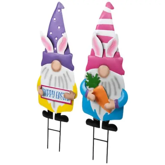 27" Gnomes with Bunny Ears Easter Outdoor Garden Stakes, 2ct. {4}