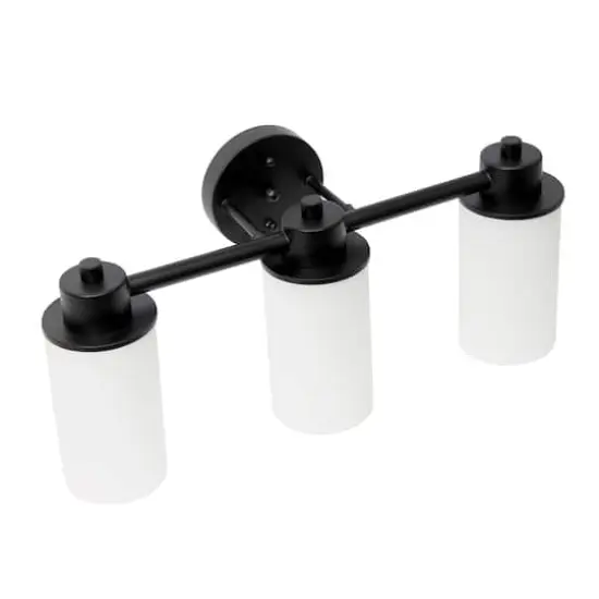 Lalia Home Essentix 3-Light White Shade Vanity Black {11}