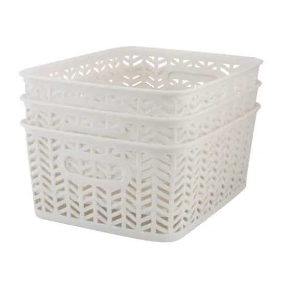 Simplify Small&nbsp;Herringbone Storage Basket, 3ct. White {1}