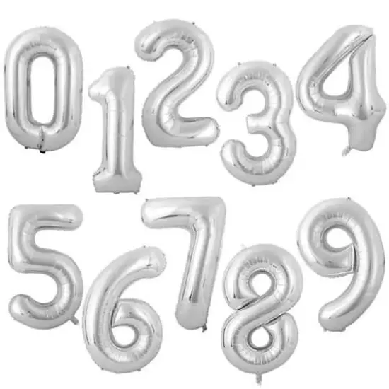 Wizardi 32" Silver Number Foil Balloon 7 {3}