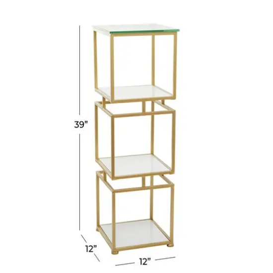 Gold Marble Glam Shelving Unit, 39" x 12" x 12" {6}