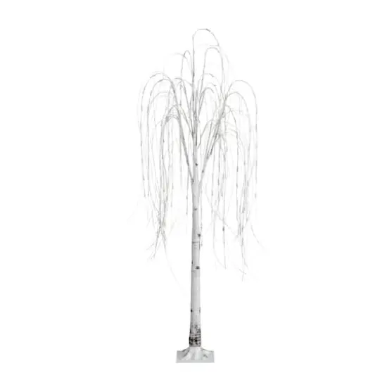 6ft. Pre-Lit White Weeping Willow Artificial Christmas Tree, Warm White LED Lights {1}
