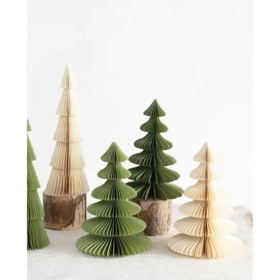Hello Honey&reg; 9" Green & Cream Paper Honeycomb Tree Set {4}