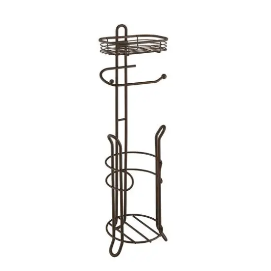 SunnyPoint 26" Bronze Bathroom Toilet Tissue Paper Roll Storage Holder Stand with Reserve & Shelf {1}