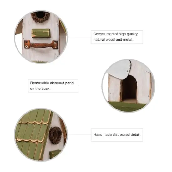 Glitzhome&reg; 11" Hanging Wood Green Roof Garden Decorative Birdhouse {6}