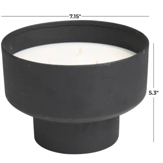 White Wax Campfire Scented Candle with Elevated Matte Black Container {10}