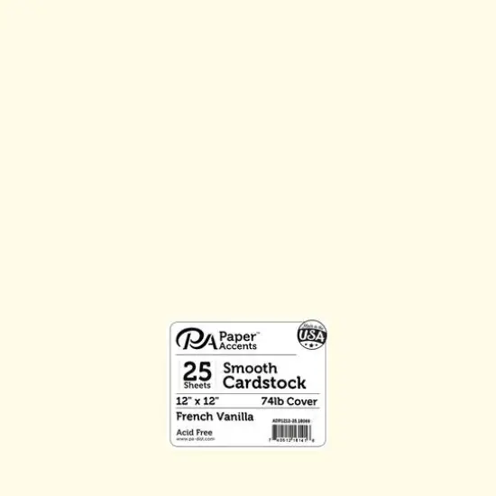 PA Paper&trade; Accents French Vanilla 12" x 12" 74lb. Smooth Cardstock, 25 Sheets {1}