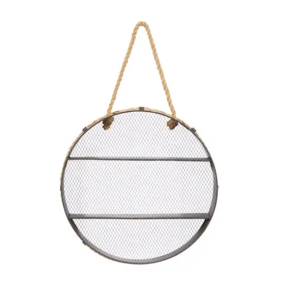 24" Black Metal Industrial Wall Shelf {6}