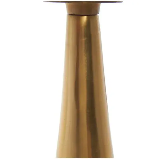 22" Gold Aluminum Geometric Cone Accent Table with Glass Tabletop {7}