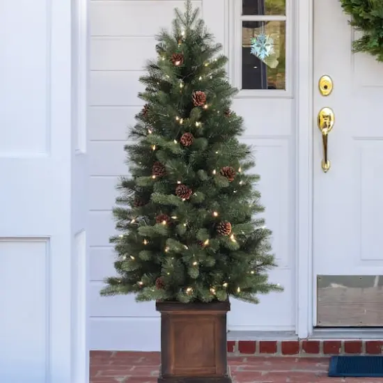 4.5ft. Pre-Lit Brookdale Fir Artificial Potted Christmas Tree, Color Changing T5 LED Lights {6}