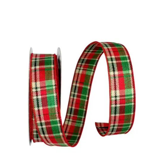 JAM Paper 1.5" x 20yd. Country Twill Wired Edge Plaid Ribbon {1}