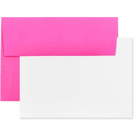 JAM Paper A2 Brite Hue Blank Greeting Cards & Envelopes, 25ct. Ultra Fuchsia Hot Pink {1}