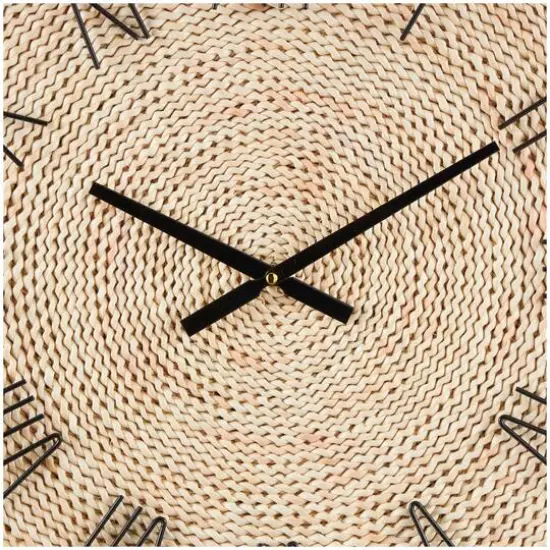 23.5" Coiled Rope Wall Clock with Black Metal Frame {10}