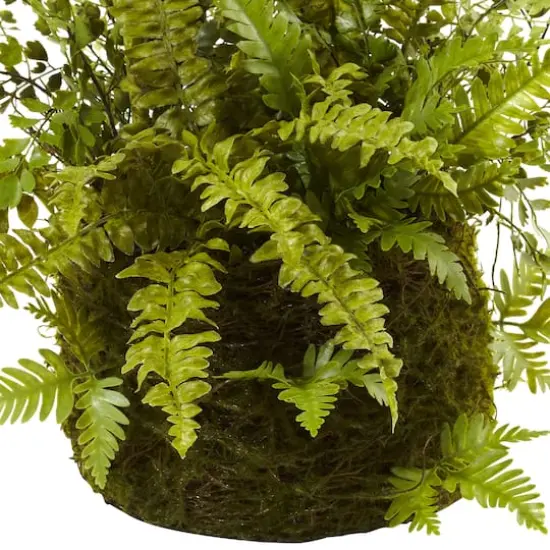 13" Fern and Twig Moss Basket {3}