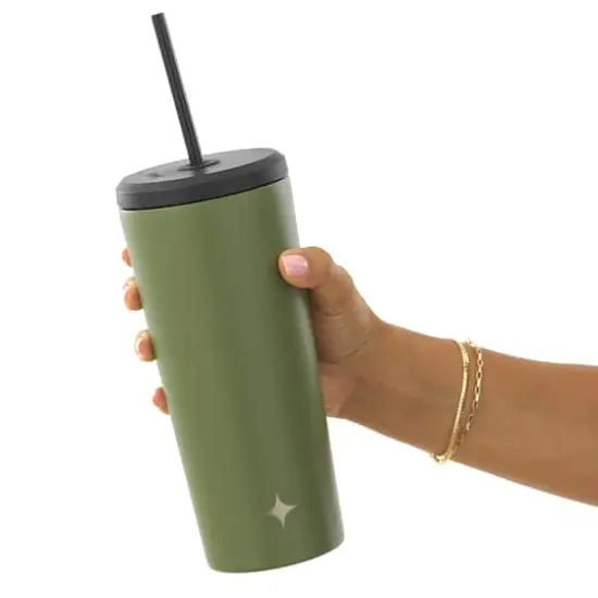 JoyJolt&reg; 20oz. Vacuum Insulated Tumbler with Flip Lid & Straw Green {8}