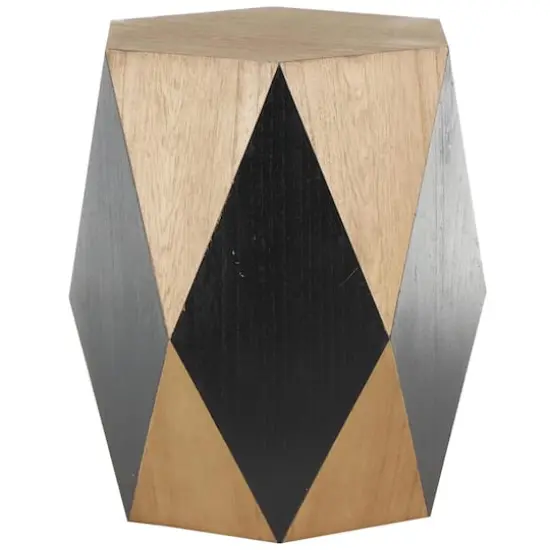 23.75" Brown Wood Geometric Diamond Accent Table with Black Accents {1}