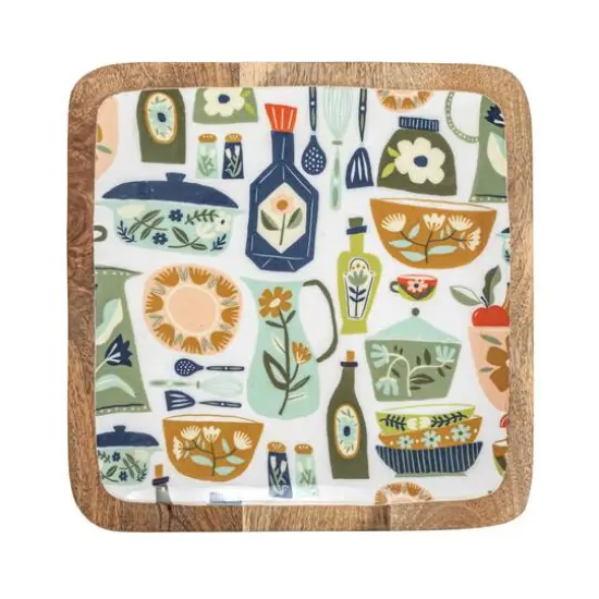 Hello Honey&reg; Bon Apetit Enameled Mango Wood Tray Set {9}