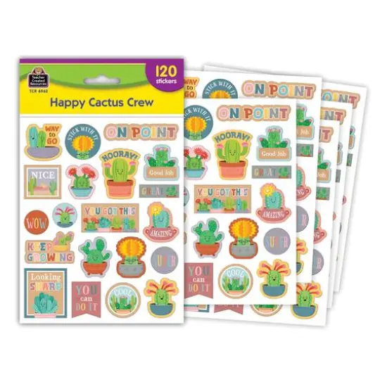 Teacher Created Resources&reg; Happy Cactus Crew Stickers, 120 Per Pack, 12 Packs {3}
