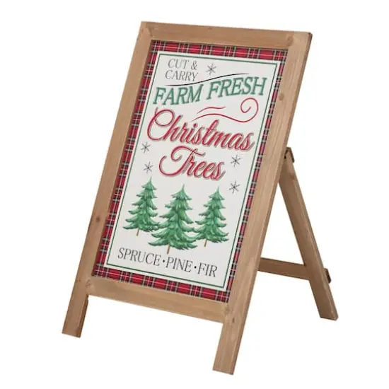 Glitzhome&reg; 24" Wooden Christmas Trees Porch Sign {1}