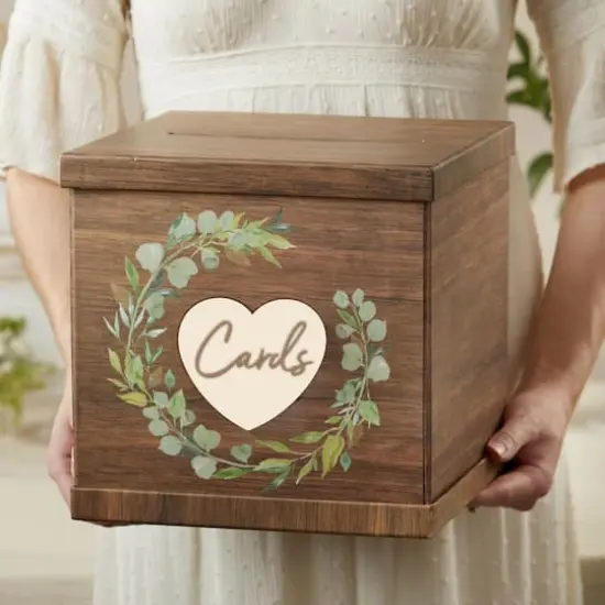 Kate Aspen Rustic Brown Wood Card Box {3}