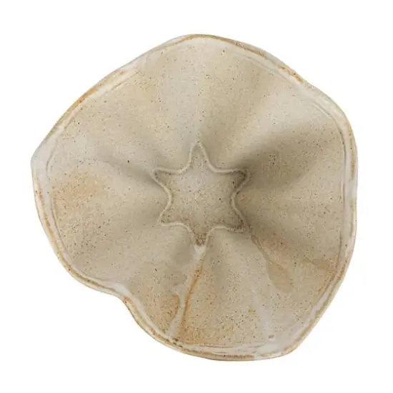 Hello Honey&reg; 7.5" Cream Reactive Glaze Round Stoneware Ruffled Bowl {11}