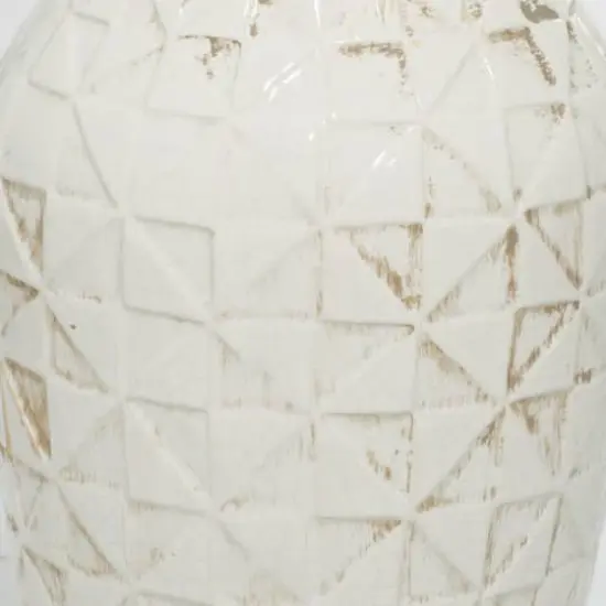16" White Stoneware Coastal Style Vase {3}