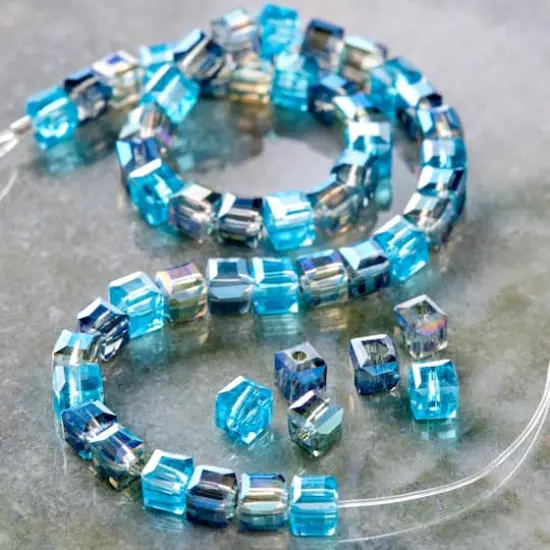 Aqua Mixed Glass Cube Beads, 4mm by Bead Landing&trade; {3}