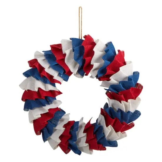 18" Red, White & Blue Americana Burlap Wreath {1}