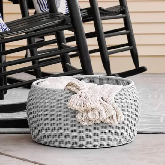 Household Essentials 9" Woven Storage Ottoman Gray {4}