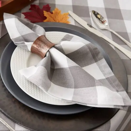 DII&reg; Buffalo Check Oversized Napkin, 6ct. Gray/White {8}