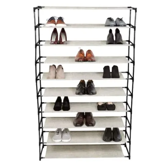 Simplify Black 10-Tier 50 Pair Shoe Rack {3}