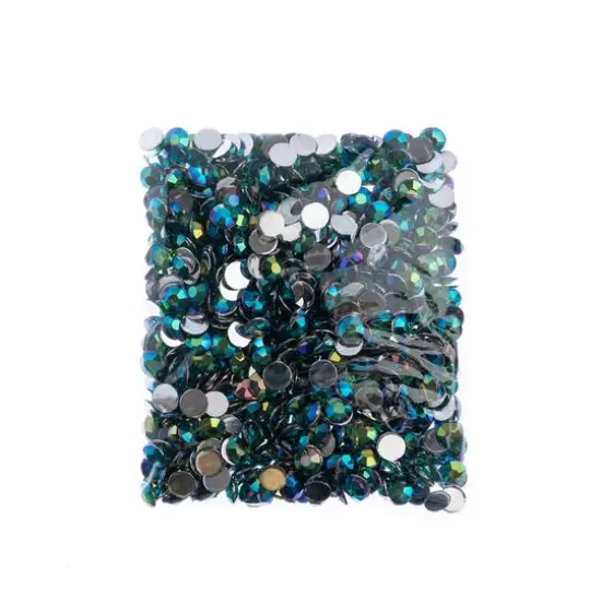 John Bead 8mm Acrylic Round Flat Back Rhinestones, 1,000ct. Green AB {4}