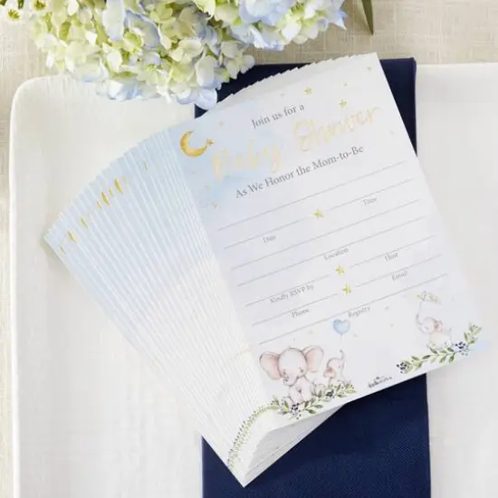 Kate Aspen&reg; Blue Elephant Baby Shower Invitation & Thank You Card Bundle {9}