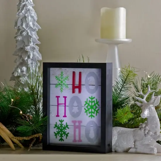 LED Lighted "HO HO HO" With Snowflakes Christmas Wall Art {3}
