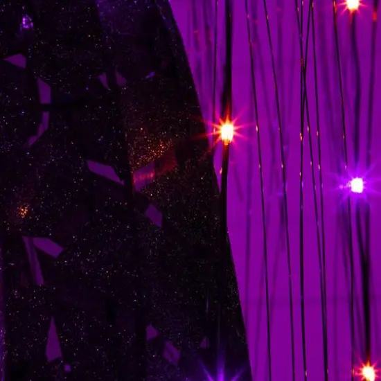 7ft. Pre-Lit Artificial Halloween Black Willow Tree with 600 Purple and Orange Dual Color LED Lights {6}