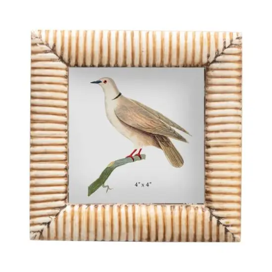 Hello Honey® Natural Hand-Carved Bone & MDF 4" x 4" Tabletop Frame with Ribbed Pattern {6}