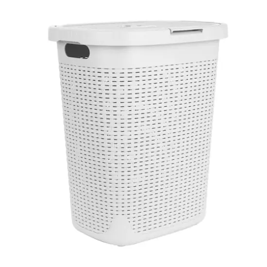Mind Reader 21'' Hamper Laundry Basket with Cutout Handles White {1}