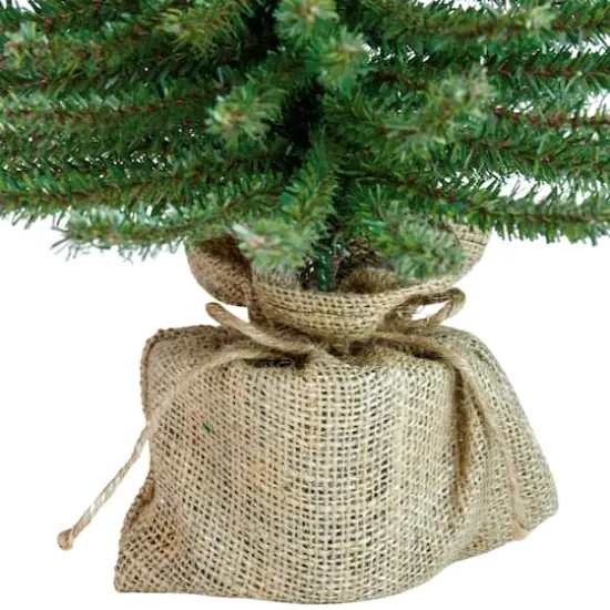 18" Unlit Downswept Mini Village Pine Artificial Christmas Tree in Burlap Base {6}