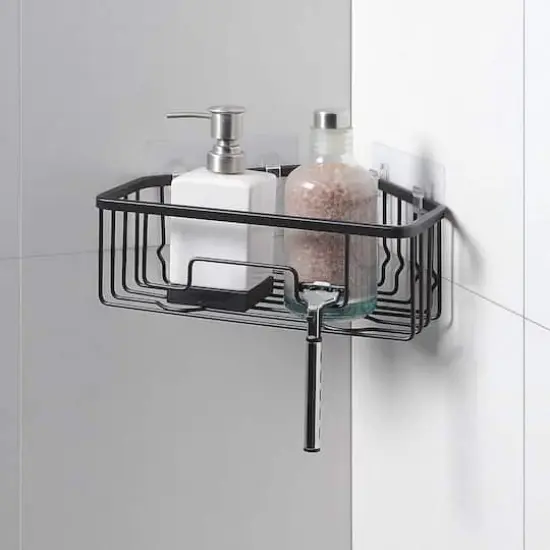 SunnyPoint 10" Aluminum Triangle Corner Storage Basket Black {4}