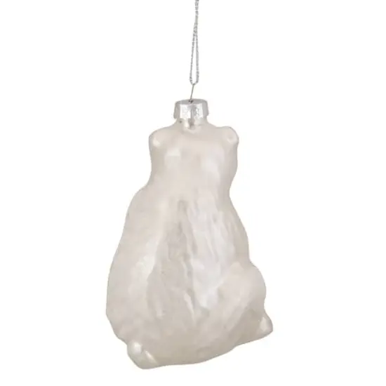 Glittered White Glass Polar Bear Ornament {6}