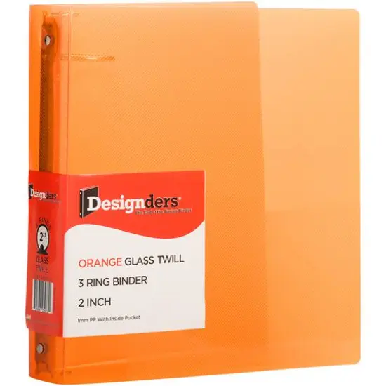 JAM Paper Designders® Plastic 2" 3 Metal Ring Binder with Inside Pocket Orange {2}